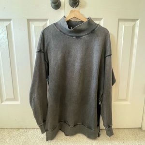 Free People Mock Neck Side Slit Sweatshirt